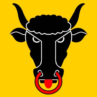 İsviçre kantonu, İsviçre idrar kolları amblemi, vektör ikonu. İsviçre ulusal işareti ve Uri bölgesi arması, İsviçre konfederasyon kültürü ve tarih geleneği sarı kalkanda boğa sembolü