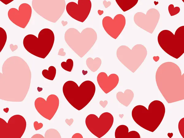 Red love heart seamless pattern illustration. Cute romantic pink hearts background print. Valentine's day holiday backdrop texture, romantic wedding design.