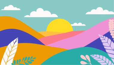 Çizilmiş illüstrasyon Renkli bahar arkaplanı