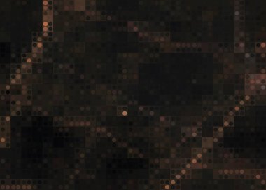 Bir sürü küçük karesi olan karanlık bir arka plan. Karelerin hepsi farklı boyutlarda ve renklerde. Kareler, derinlik ve doku hissi yaratacak şekilde sıralanmış.