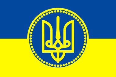 Mavi ve sarı arka planı ve beyaz haçı olan bir bayrak. Bayrak Ukrayna 'dan. Bayrak, ülkenin ulusal gururunun bir sembolüdür.