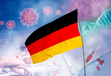 Coronavirus (COVID-19) salgını ve koronavirüs salgını salgını, grip salgını gibi grip salgını geçmişi tehlikeli bir tıbbi risk teşkil etmektedir. Almanya, Coronavirus 'a karşı korumak için cerrahi maskelerle kaplıydı. Almanya Bayrağı ve Corona ve onların önlenmesi