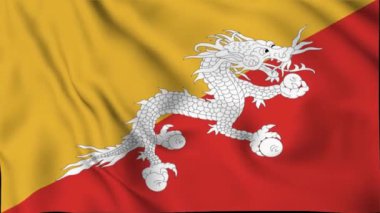 Bhutan Waving Flag, Bhutan Flag, Bhutan Waving Animation, Bhutan Flag 4K Video, 3D video, sosyal medya platformu ve ticari kullanım için klip, Güzel Sanatlar çalışmaları ve el sallayan arka plan animasyonu
