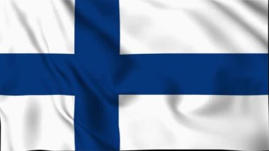 Finlandiya Sallanan Bayrak, Finlandiya Bayrağı, Finlandiya Bayrağı Dalgalanan Animasyon, Finlandiya Bayrağı 4K Video, 3D video, Sosyal medya platformu ve ticari kullanım için klip, Güzel Sanatlar ve El sallayan Animasyon