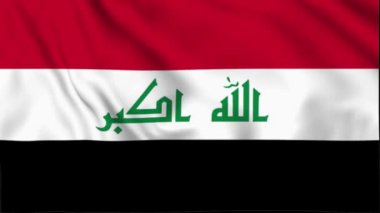 Irak Dalgalanan Bayrağı, Irak Bayrağı Dalgalanan Animasyon, Irak Bayrağı 4K Görüntü, 3D video, sosyal medya platformu ve ticari kullanım için klip, Güzel Sanatlar ve El sallayan Animasyon