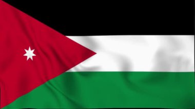 Jordan Waving Flag, Jordan Flag, Jordan Waving Animation, Jordan Flag 4K Video, 3D video, sosyal medya platformu ve ticari kullanım için klip, Beautiful Art and Wave Animation