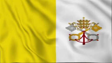 Vatikan Şehir Dalgalanan Bayrağı, Vatikan Şehir Bayrağı, Vatikan Şehir Dalgalanan Animasyon Bayrağı, Vatikan Şehir Bayrağı 4K Görüntüsü, 3D video, sosyal medya platformu ve kullanılan ticari platformlar için klip, Güzel Sanatlar ve Dalgalanan Animasyon