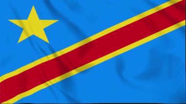 Kongo-Demokratik-Sallanan Bayrak, Kongo-Demokratik-Cumhuriyet Bayrağı, Kongo-Demokratik-Cumhuriyet Bayrağı, Dalgalanan-Cumhuriyet Bayrağı, 3D video, sosyal medya platformu ve ticari kullanım için klip, Güzel Sanatlar ve El sallayan Animasyon