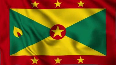 Grenada Waving Flag, Grenada Flag, Grenada Waving Animation, Grenada Flag 4K Video, 3D video, sosyal medya platformu ve ticari kullanım için klip, Güzel Sanatlar ve dalgalanan Animasyon