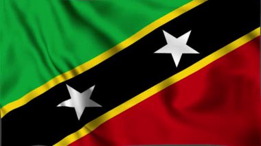 Saint Kitts Waving Flag, Saint Kitts Flag, Saint Kitts Waving Animation Bayrağı, Saint Kitts Flag 4K Görüntüleri, 3D video, sosyal medya platformu ve ticari kullanım için klip, Güzel Sanatlar ve el sallama animasyonu