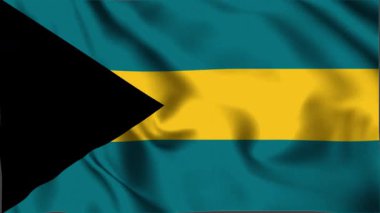 The Bahamas Waving Flag, The Bahamas Flag, The Bahamas Waving Animation, The Bahamas Flag 4K Video, 3D video, sosyal medya platformu ve ticari kullanım için klip, Beautiful Art and Wave Animation