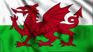 Wales Waving Flag, Wales Flag, Wales Waving Animation, Wales Flag 4K Video, 3D video, Sosyal medya platformu ve ticari kullanım için klip, Beautiful Art and Wave Animation