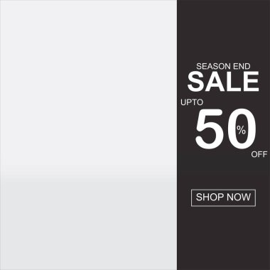 Sezon sonu satışı için düzenlenebilir desenli vektör pankartı. Müşterilere% 50 'ye varan indirimli moda tasarımı. Pazarlama, süper satış promosyonları ve online mağaza kampanyaları için mükemmel..