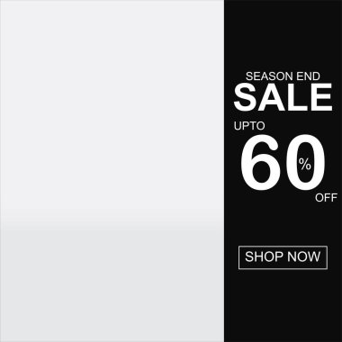 Sezon sonu satışı için düzenlenebilir desenli vektör pankartı. Müşterilere% 60 'a varan indirimli moda tasarımı. Pazarlama, süper satış promosyonları ve online mağaza kampanyaları için mükemmel..