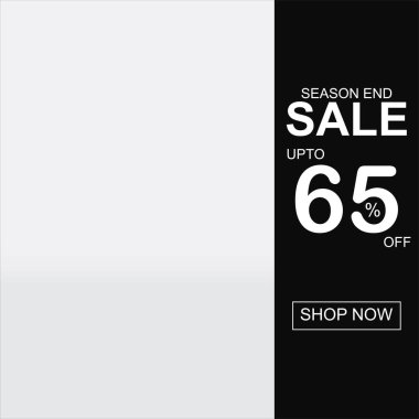 Sezon sonu satışı için düzenlenebilir desenli vektör pankartı. Müşterilere% 65 'e varan indirimli moda tasarımı. Pazarlama, süper satış promosyonları ve online mağaza kampanyaları için mükemmel..