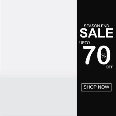 Sezon sonu satışı için düzenlenebilir desenli vektör pankartı. Müşterilere% 70 'e varan indirimli moda tasarımı. Pazarlama, süper satış promosyonları ve online mağaza kampanyaları için mükemmel..