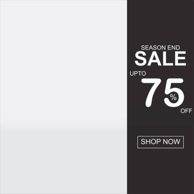 Sezon sonu satışı için düzenlenebilir desenli vektör pankartı. Müşterilere% 75 'e varan indirimli moda tasarımı. Pazarlama, süper satış promosyonları ve online mağaza kampanyaları için mükemmel..