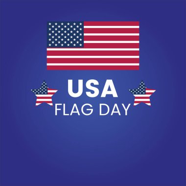 ABD Bayrak Günü 'nün 14 Haziran bayrağı, arka planda Amerikan bayrağı olacak şekilde tasarlandı. Düzenlenebilir vektör şablonu vatansever temalar, olaylar ve sosyal medya promosyonları için mükemmel.