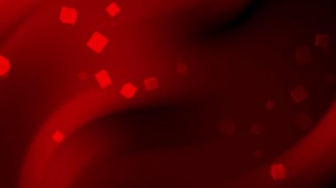 Kırmızı küpler yüzer, koyu kırmızı kıvrımlı arka plan. Grafik tasarım projelerinde teknoloji, yaratıcılık, yenilik ya da gelecekçi kavramlar için soyut tasarım.