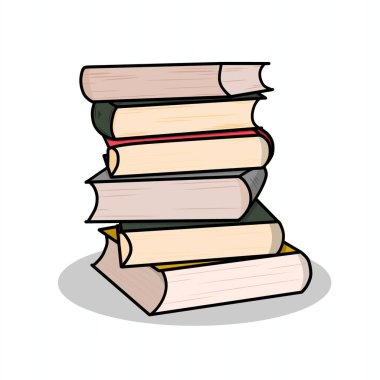 Beyaz üzerine bir yığın kitap.