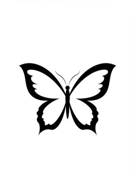 Beyaz arka planda siyah kelebek simgesi. vektör illüstrasyonu