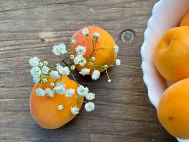 Masada taze organik kayısılar.