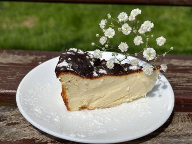 Bir parça çikolatalı cheesecake.