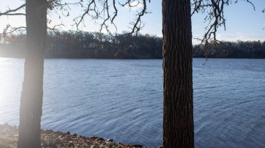 Göl kenarındaki sonbahar parkında yürü. Altın yapraklar, sükunet, suyun yansımaları, temiz hava ve doğanın güzelliği..