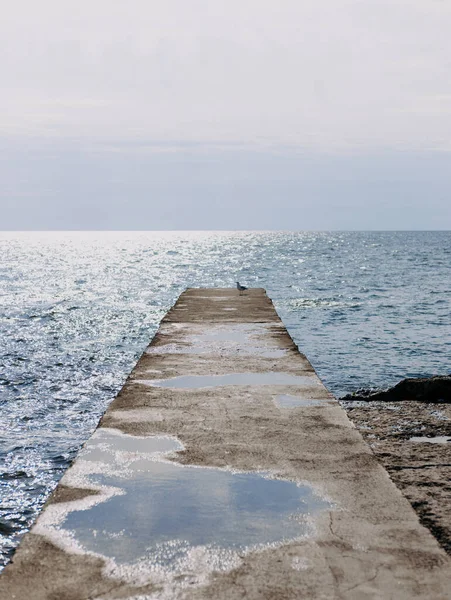 Cemento Arrugginito Una Spiaggia Mare Una Giornata Sole — Foto Stock