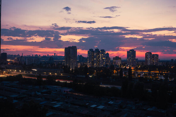 Beautiful View Evening City Sunset Beautiful Sky Metropolis Royalty Free Stock Images