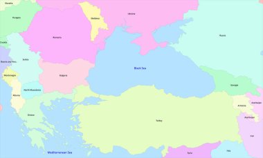 Karadeniz haritası çevresindeki ülkeler ve isimler