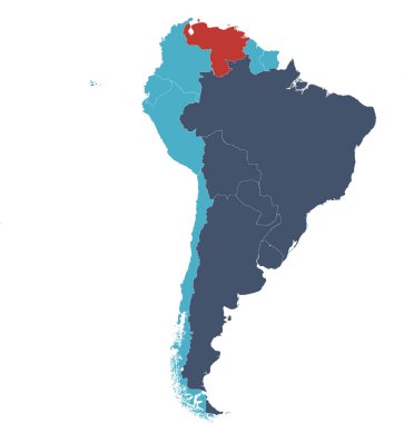Güney Amerika Güney Ortak Pazarı Mercosur haritası mevcut 5 üye ülke, kırmızı askıya alınmış üye Venezuela ve altı bağlantılı devlet (yeşil))