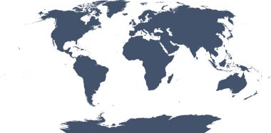 Dünya Eckert V koordinat sisteminde ana hatlı dünya haritası