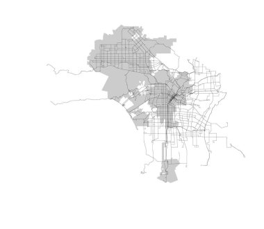 Metro Otobüs Hatları ile Kaliforniya Şehir Haritası
