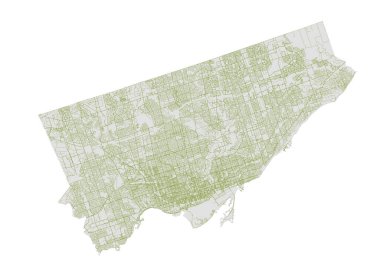 Kanada Ontario Eyaleti Toronto Pedestrian Ağı ile Şehir Haritası