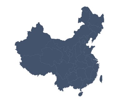 Asya 'daki Çin Haritası Kuzey Alpler Eşit Alan Koniği Tek renk