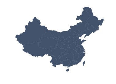 Çin Haritası WGS 1984 Dünya Mercator tek renk.