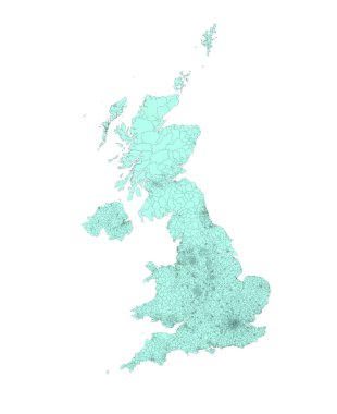 Avrupa Birleşik Krallık 'ın Koğuşlar için dijital vektör sınırları