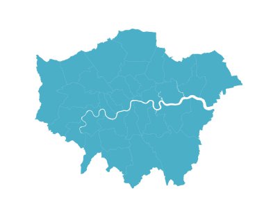 Avrupa-İngiltere-Londra 32 Borough ve Londra tek renk