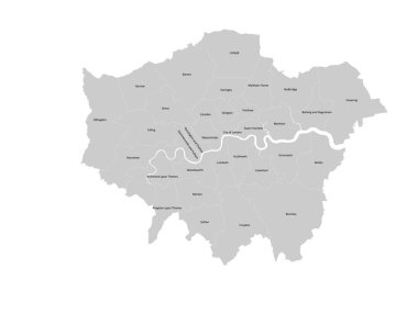 32 ilçesi ve Londra 'sı olan Avrupa-İngiltere-Londra haritası