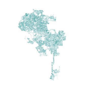 Kaliforniya Los Angeles Şehir Haritası vektör çizimi tasarımı