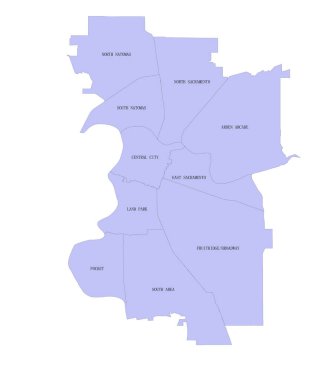 ABD Kaliforniya Eyaleti Sacramento İlçe Haritası