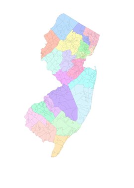 ABD New Jersey Eyalet Haritası vektör çizimi tasarımı