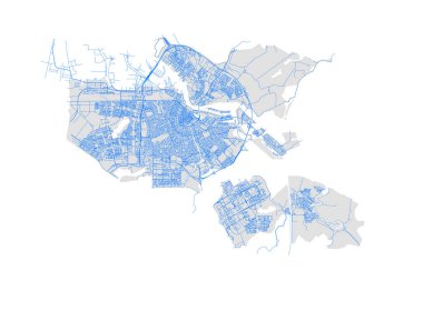 Avrupa haritası, Hollanda, Amsterdam haritası DERTIG sokak isimleri