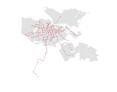 Avrupa haritası, Hollanda, Amsterdam haritası TRAM ve METRO LIJNEN ve 2024 istasyonları