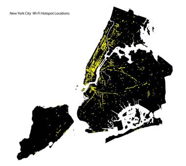 New York şehrinin Wi-Fi merkezlerinin haritası, web basit illüstrasyon