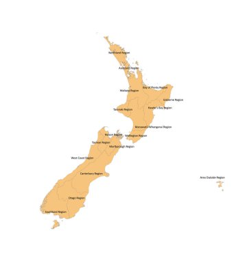 Yeni Zelanda bölgesel konsey haritası, web illüstrasyonu