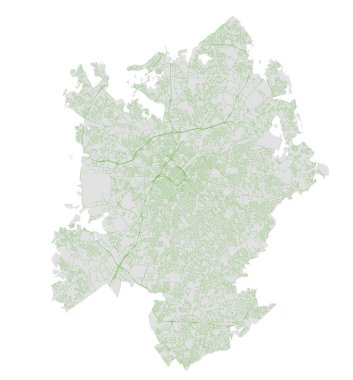 Kuzey Caroline haritası, Charlotte City haritası ve bakımlı sokaklar