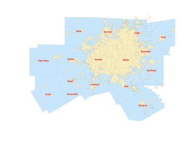 Şehir Bölgesi ile Kuzey Teksas İlçe haritası (2023)