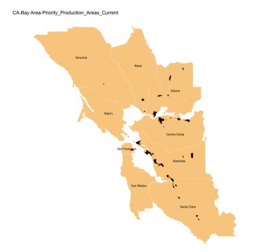 ABD haritası, CA, Körfez Bölgesi, Öncelikli Üretim Bölgeleri Mevcut